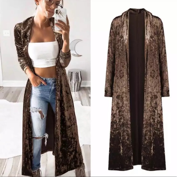 Beautiful autumn coffee color duster coat long new - Picture 3 of 5
